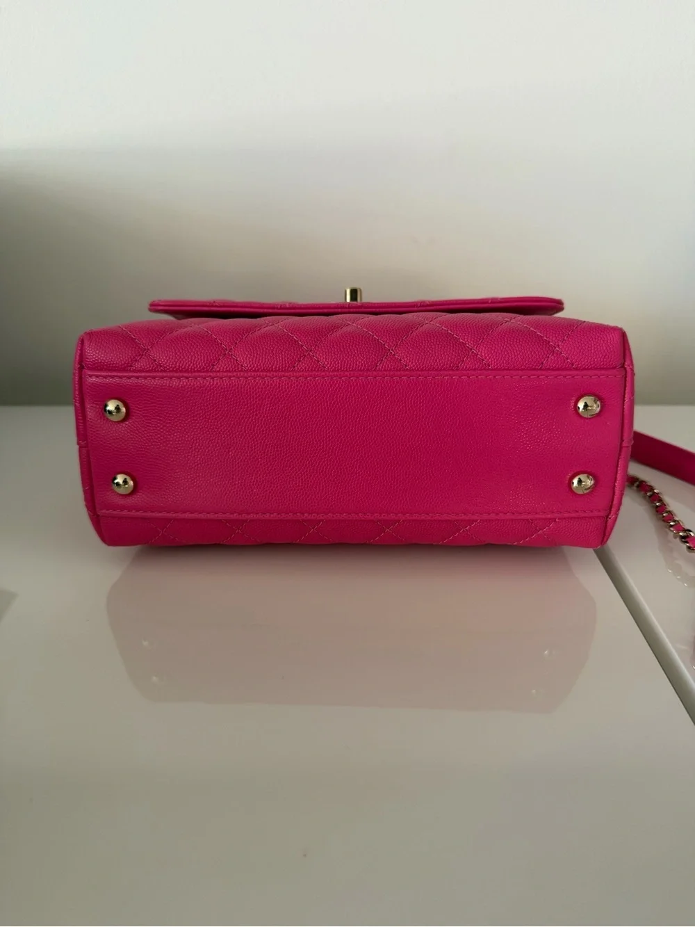 Chanel Pink Quilted Top Handle Flap Bag